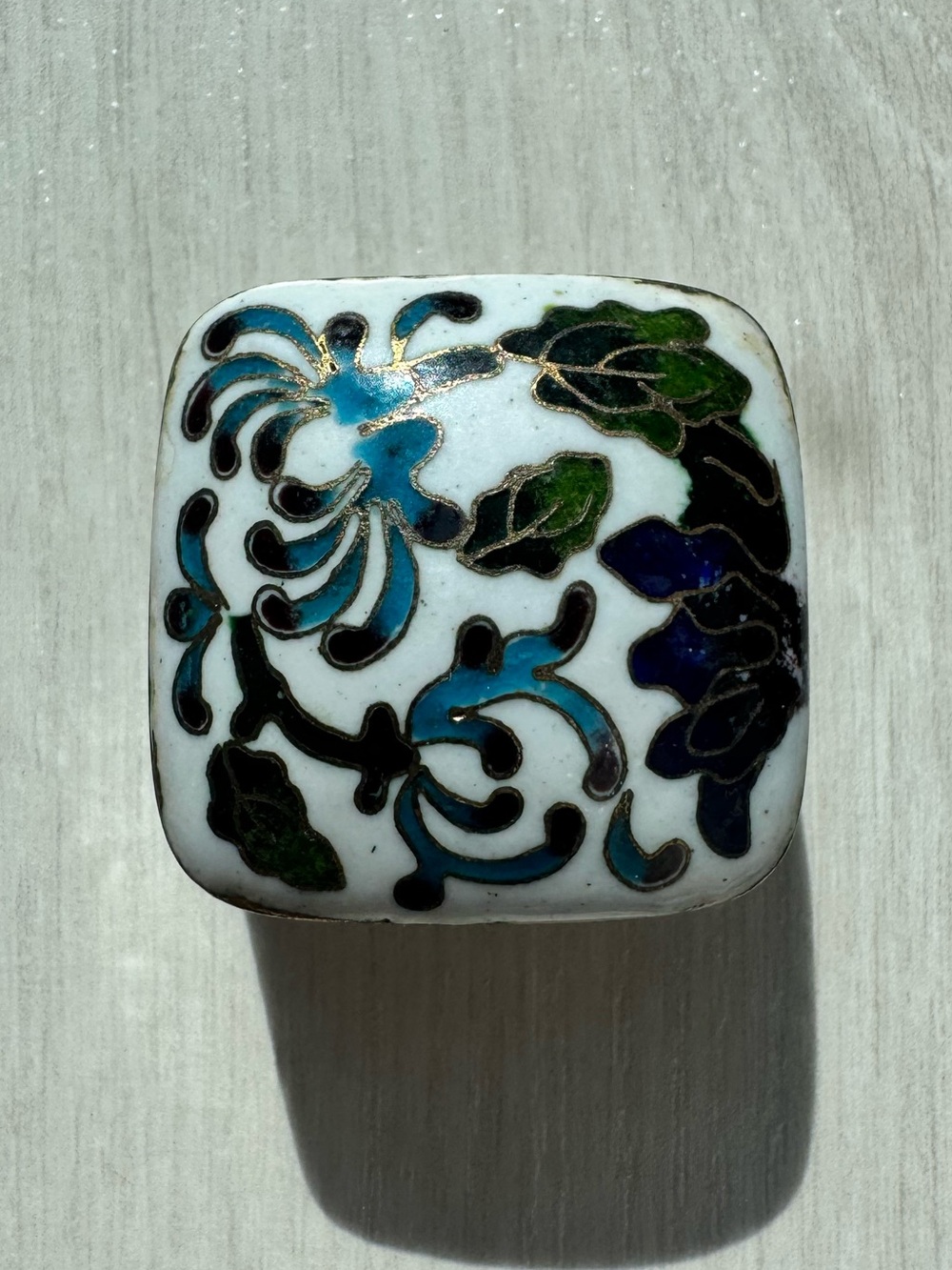 Vintage Cloisonné Enamel Miniature Box - Gold Tone